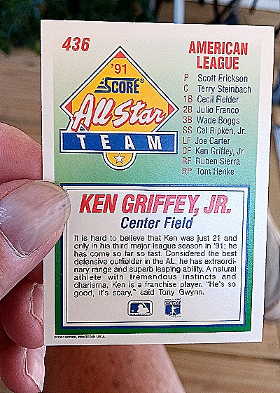 1992 Score #436 Ken Griffey, Jr. — back