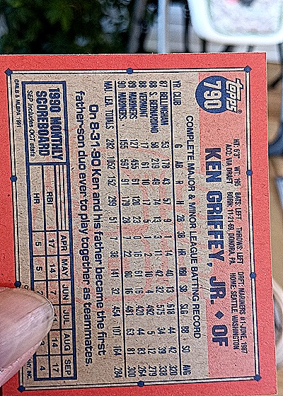 1991 Topps #790 Ken Griffey Jr. — back