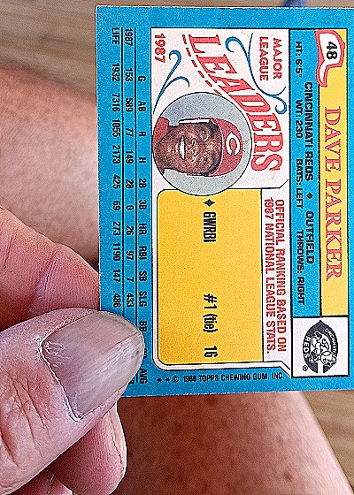 1988 Topps #48 Dave Parker — back