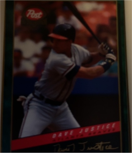 1994 Post Cereal #6 Dave Justice — front