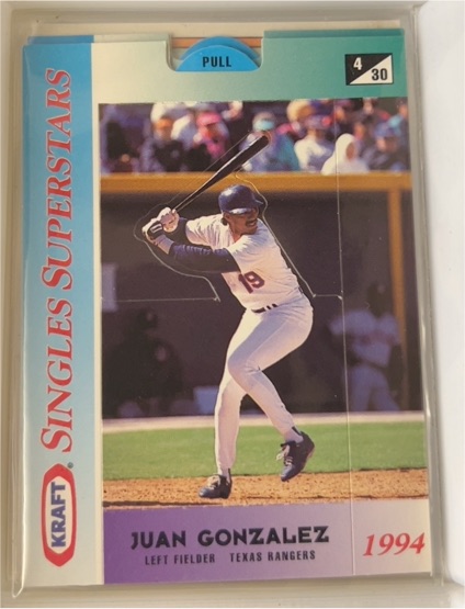 1994 Kraft Singles Superstars #4 Juan Gonzalez — front