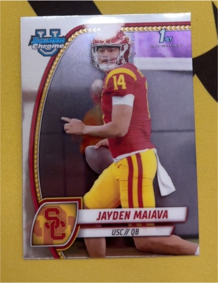 2024 Bowman University Chrome #195 Jayden Maiava — front