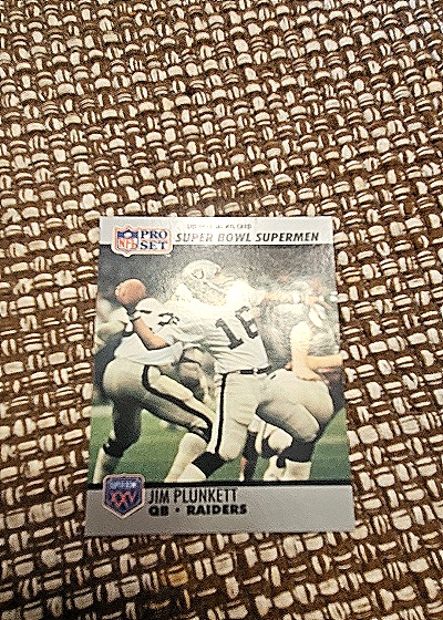 1990 Pro Set Super Bowl Supermen #160 Jim Plunkett — front