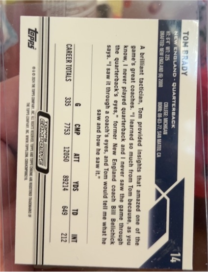 2012 Topps #14 Tom Brady — front