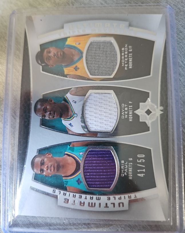 2007-08 Upper Deck Ultimate Collection Triple Materials #41/50 Morris Peterson David West Chris Paul — front