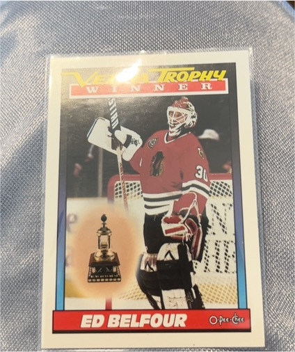 1991-92 O-Pee-Chee #519 Ed Belfour Vezina Trophy Winner — front