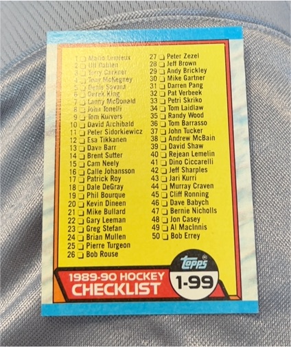 1989-90 Topps #198 Hockey Checklist — front