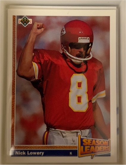 1991 Upper Deck #405 Nick Lowery — front