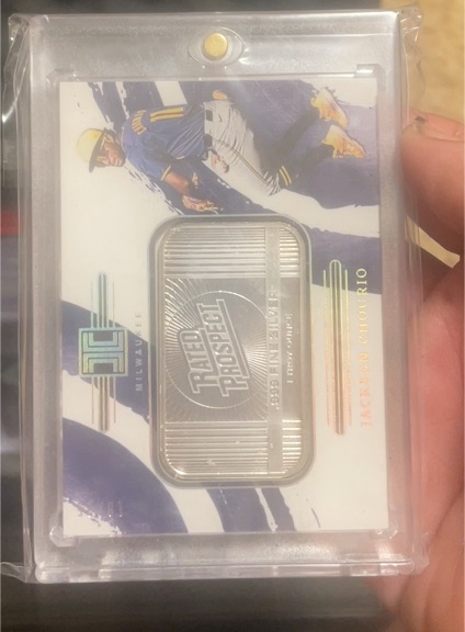 2024 Panini Impeccable Rated Prospect Jackson Chourio 1 Troy Ounce Silver Bar — front
