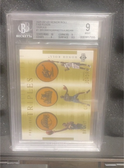 2001-02 Upper Deck Honor Roll Fab Floor Triples #1 Bryant/Garnett/Jordan — front