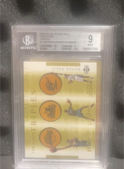 2001-02 Upper Deck Honor Roll Fab Floor Triples #1 Bryant/Garnett/Jordan — front