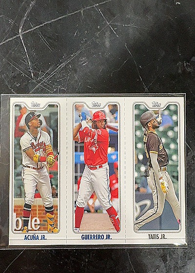 2022 Topps Opening Day Triple Play #TPC-10 Ronald Acuna Jr./Vladimir Guerrero Jr./Fernando Tatis Jr. — front
