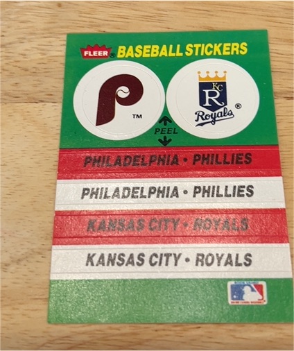 1988 Fleer #B25 Philadelphia Phillies / Kansas City Royals Team Stickers — front