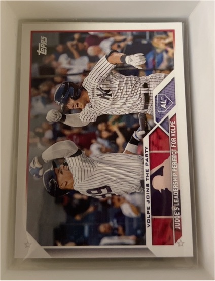 2023 Topps Update #US269 Volpe Joins the Party Aaron Judge & Anthony Volpe — front