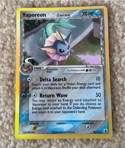 2005 Pokémon EX Delta Species #18 Vaporeon — front