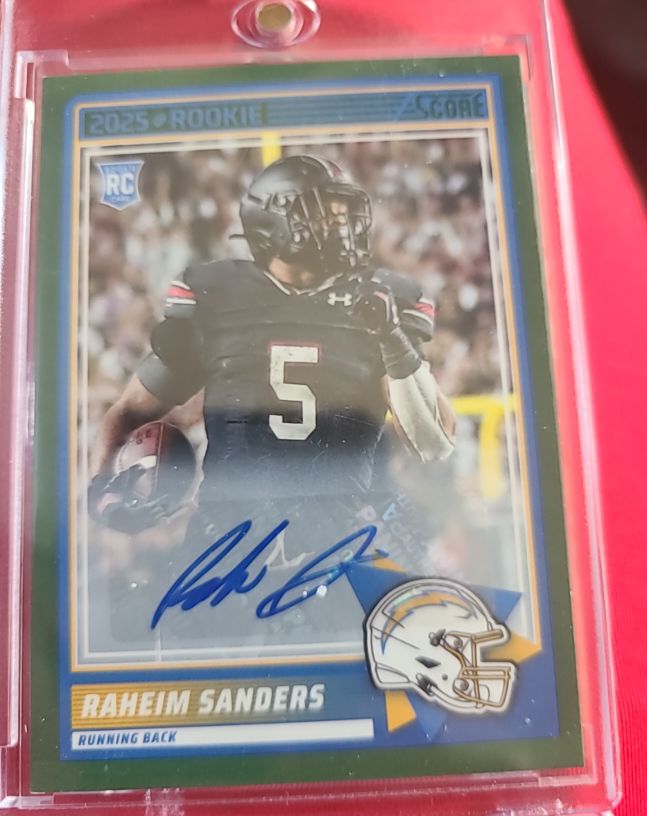 2025 Panini Score #45 Raheim Sanders Rookie Signatures — front