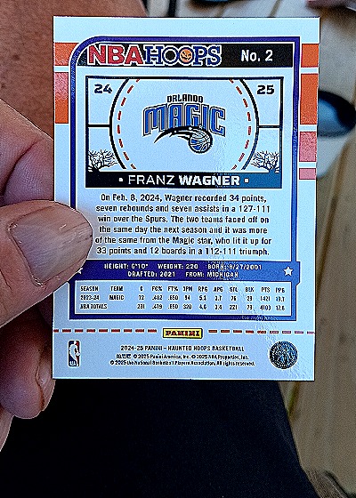2024-25 Panini Haunted Hoops #2 Franz Wagner — back