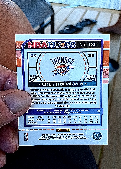 2024-25 Panini NBA Hoops #185 Chet Holmgren — back