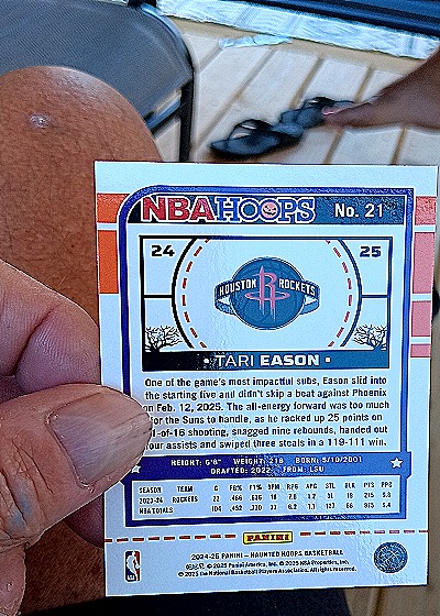 2024-25 Panini NBA Hoops #21 Tari Eason — back