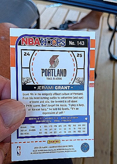 2024-25 Panini NBA Hoops #143 Jerami Grant — back