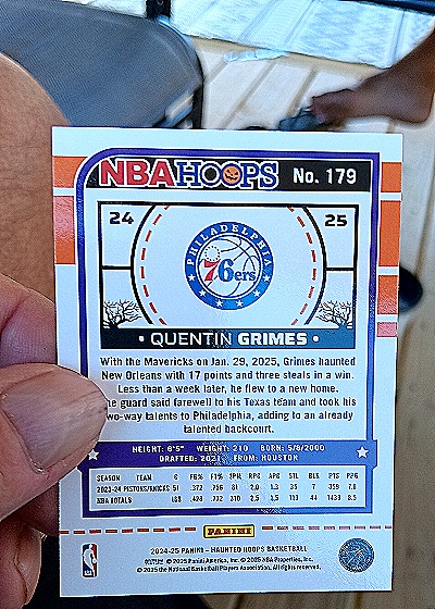 2024-25 Panini NBA Hoops Haunted Hoops #179 Quentin Grimes — back