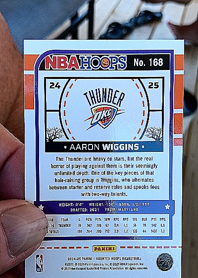 2024-25 Panini Haunted Hoops #168 Aaron Wiggins — back