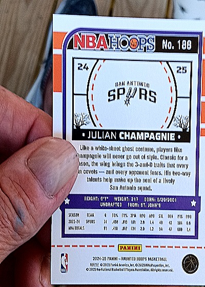 2024-25 Panini NBA Hoops Haunted Hoops #188 Julian Champagnie — back