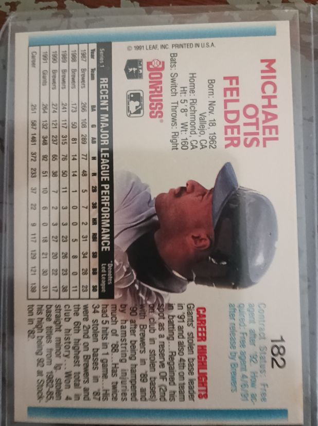 1992 Donruss #182 Michael Otis Felder — front