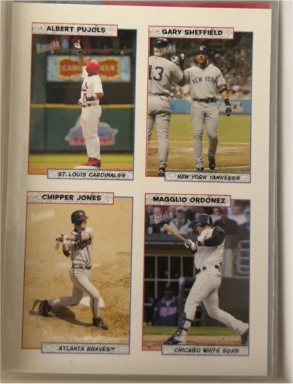 2005 Topps Bazooka 4 on 1 Stickers #25 Albert Pujols Gary Sheffield Chipper Jones Magglio Ordonez — front