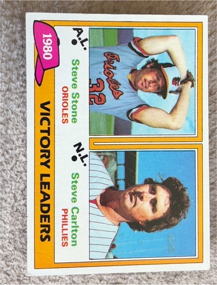 1981 Topps #5 1980 Victory Leaders Steve Stone / Steve Carlton — front