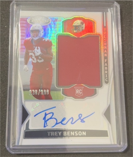 2024 Panini Certified #338 Trey Benson Freshman Fabric Rookie Patch Auto — front