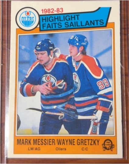 1983-84 O-Pee-Chee #23 Mark Messier/Wayne Gretzky Highlight — front