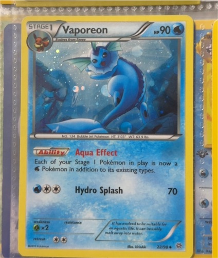 2015 Pokémon XY Ancient Origins #22 Vaporeon — front