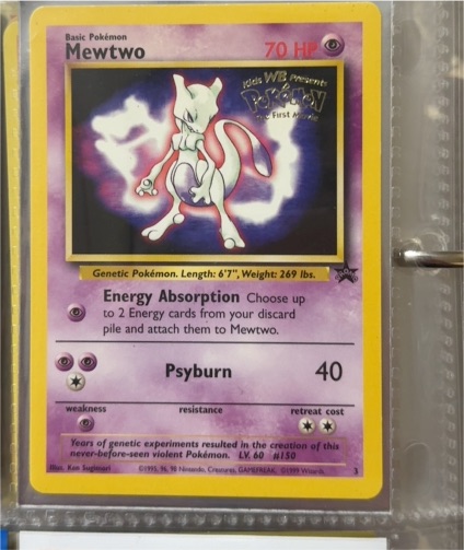 1999 Pokémon #3 Mewtwo Black Star Promo — front