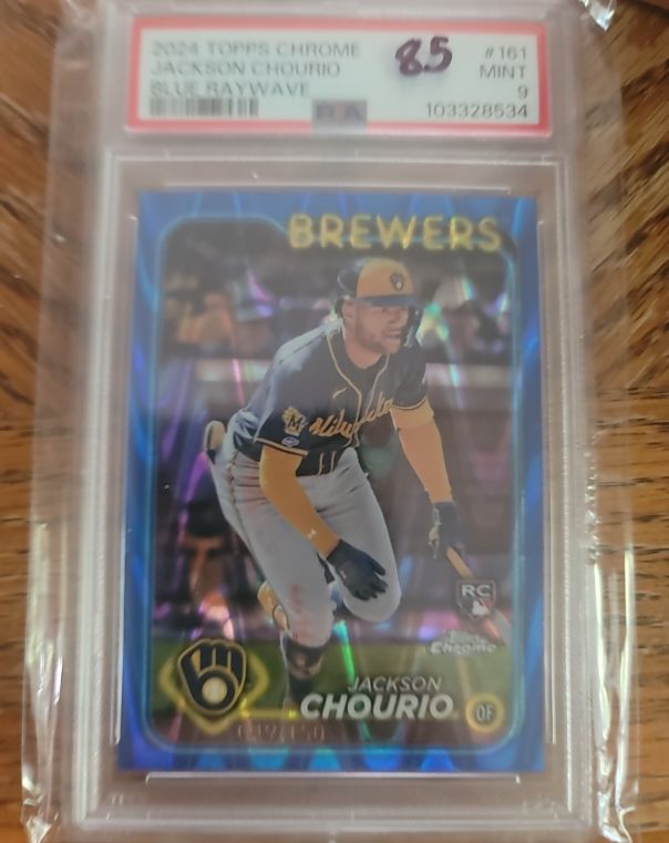 2024 Topps Chrome #161 Jackson Chourio Blue Ray Wave — front
