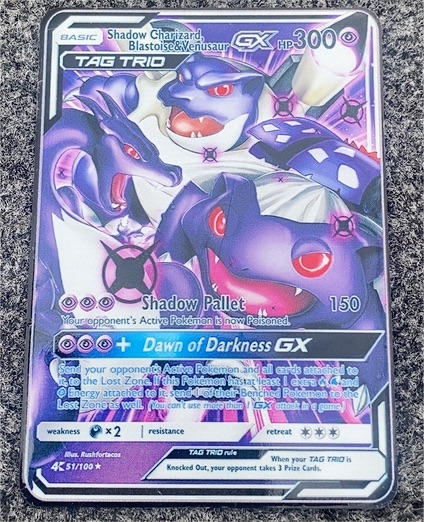 2017 Pokemon Sun & Moon #41 Shadow Charizard, Blastoise & Venusaur GX — front