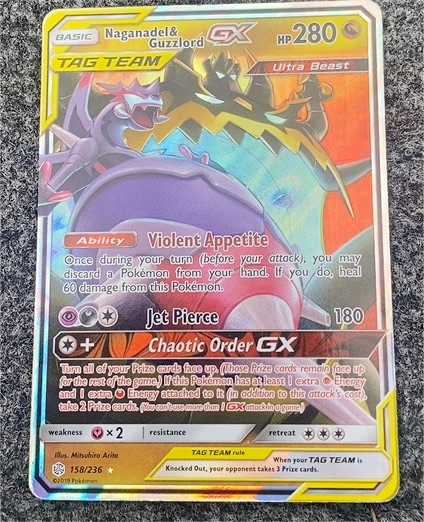 2019 Pokémon #158 Naganadel & Guzzlord GX — front
