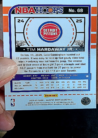 2024-25 Panini NBA Hoops Haunted Hoops #68 Tim Hardaway Jr. — back