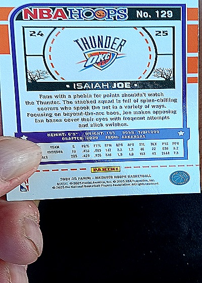 2024-25 Panini NBA Hoops #129 Isaiah Joe — back