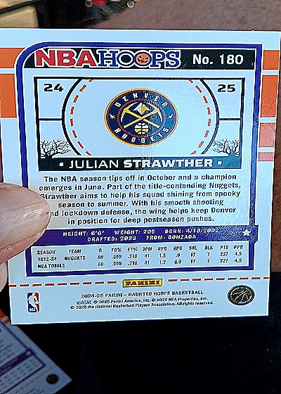 2024-25 Panini NBA Hoops #180 Julian Strawther — back