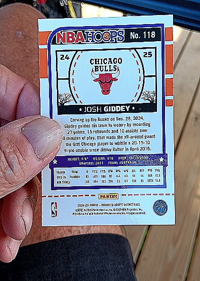 2024-25 Panini NBA Hoops #118 Josh Giddey — back