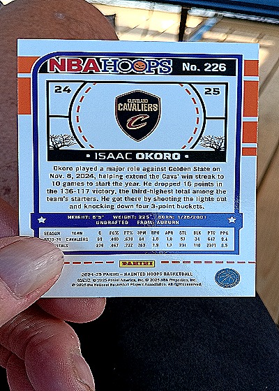 2024-25 Panini NBA Hoops #226 Isaac Okoro — back