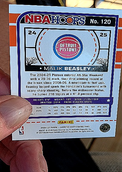 2024-25 Panini NBA Hoops #120 Malik Beasley — back