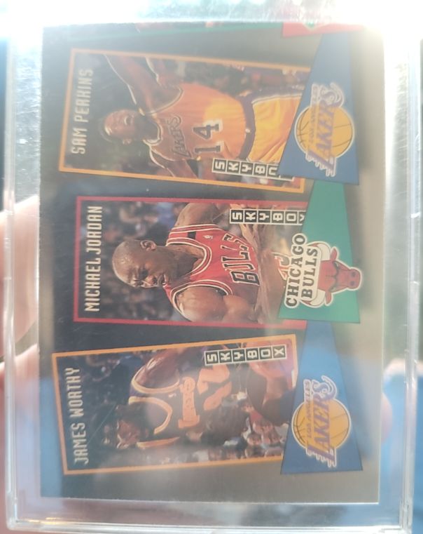 1992-93 Skybox School Ties #ST16 Michael Jordan James Worthy Sam Perkins — front