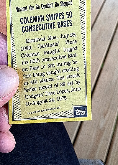 1990 Topps #6 Vincent Coleman — back