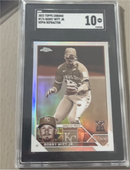 2023 Topps Chrome #176 Bobby Witt Jr. Sepia Refractor — front