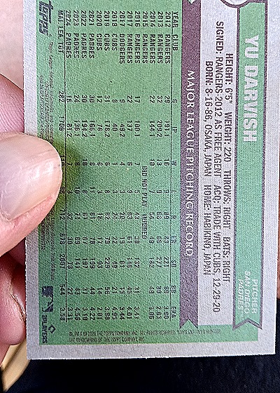 2025 Topps Heritage #84 Yu Darvish — back