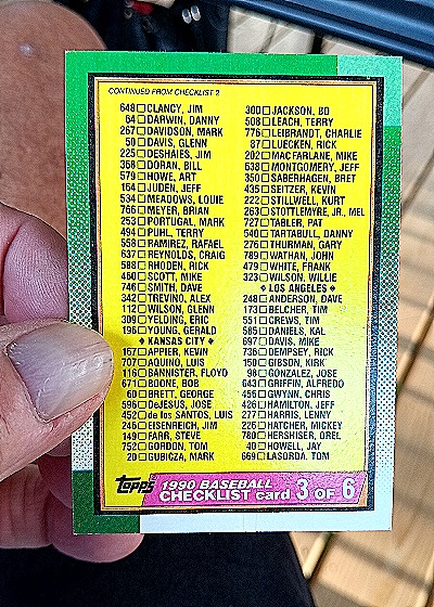 1990 Topps #376 Checklist 3 of 6 — front