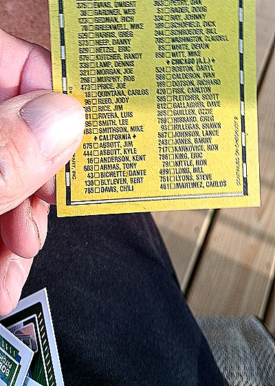 1990 Topps #1 Checklist 1 of 6 — back