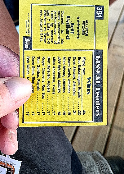 1990 Topps #394 Jeff Ballard — back